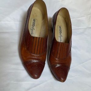 EUC Enzo Angiolini brown leather heels. Size 7.